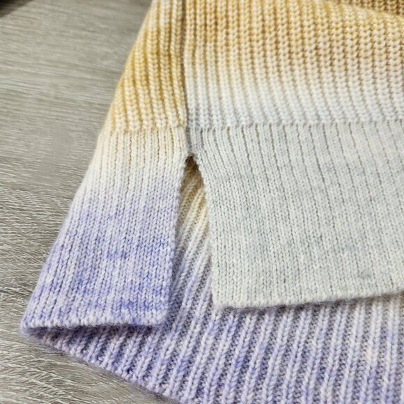 Market & Spruce Crew Neck Yellow Purple Ombre' Stripes Sweater Women's Size M - Picture 11 of 14